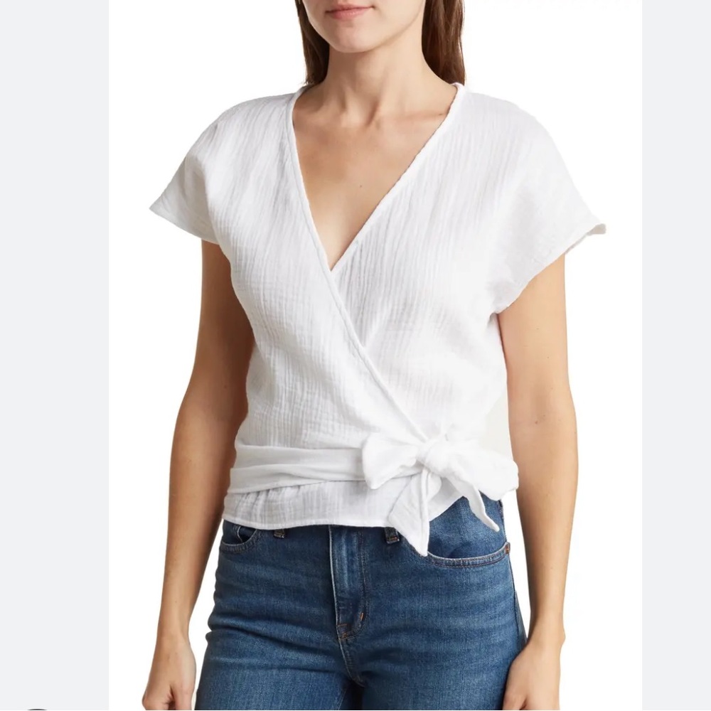 Three Dots Double Gauze Wrap Top